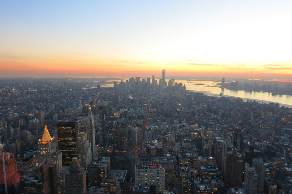 Coucher de soleil sur la pointe Sud de Manhattan