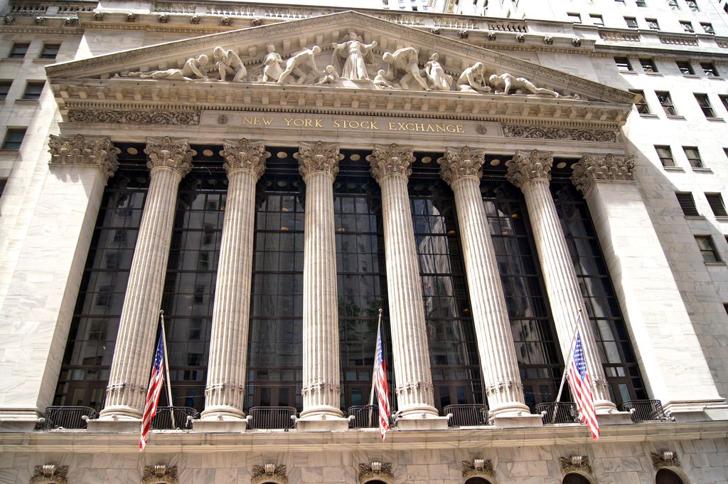 Les colonnes du New York Stock Exchange, le bourse de New York