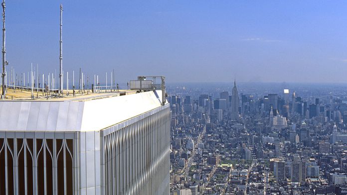 La vue depuis la tour n°2 du World Trade Center, avant le 11 septembre 2001.