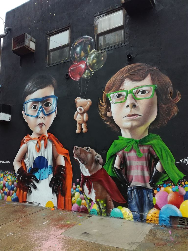 personnages dessinés mur Street-Art Bushwick New York