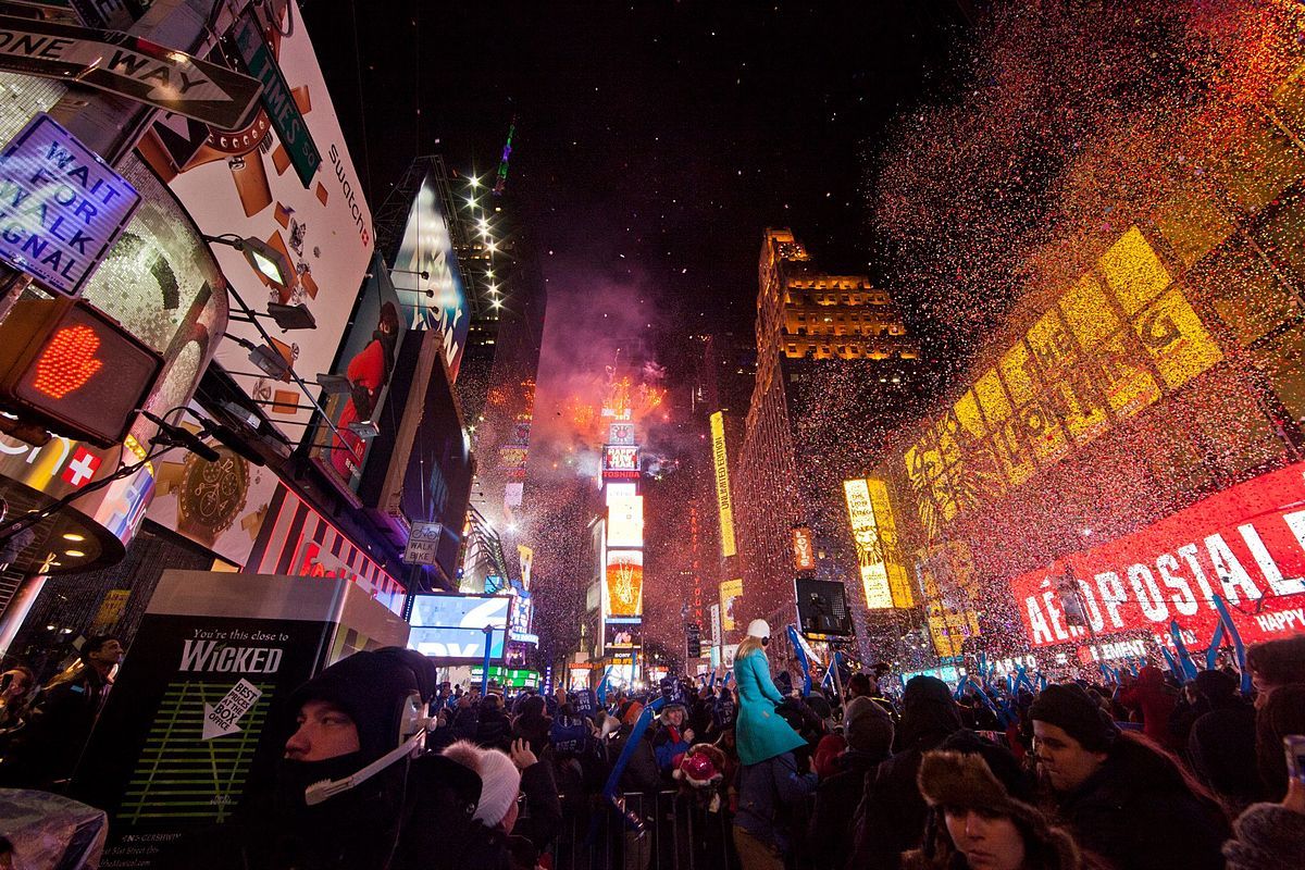 feu d'artifices Nouvel An sur Times Square