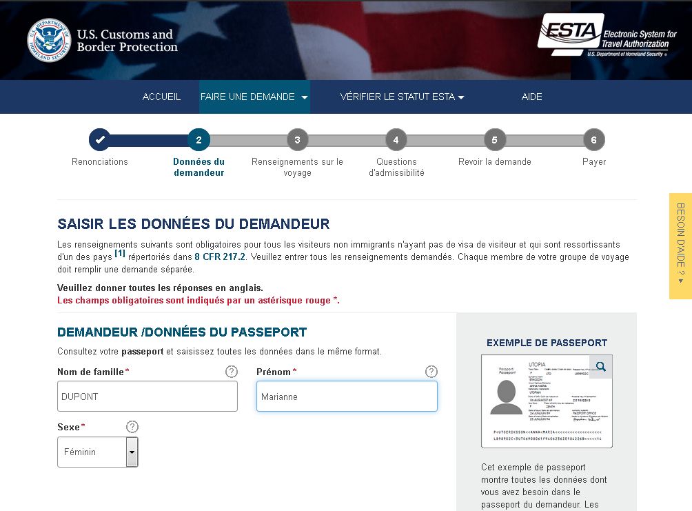 Comment remplir l’Esta quand on est une femme mariée ?