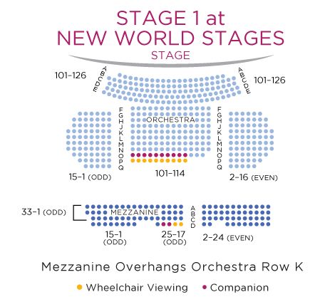 Plan de la salle du théâtre New World Stage à New York
