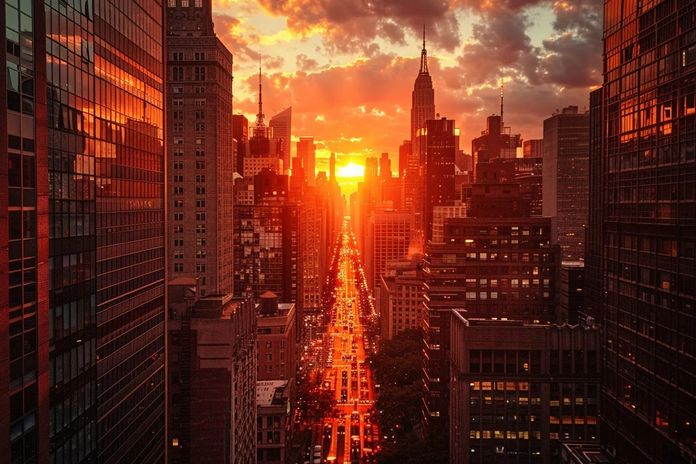 Phénomène du Manhattanhenge à New York