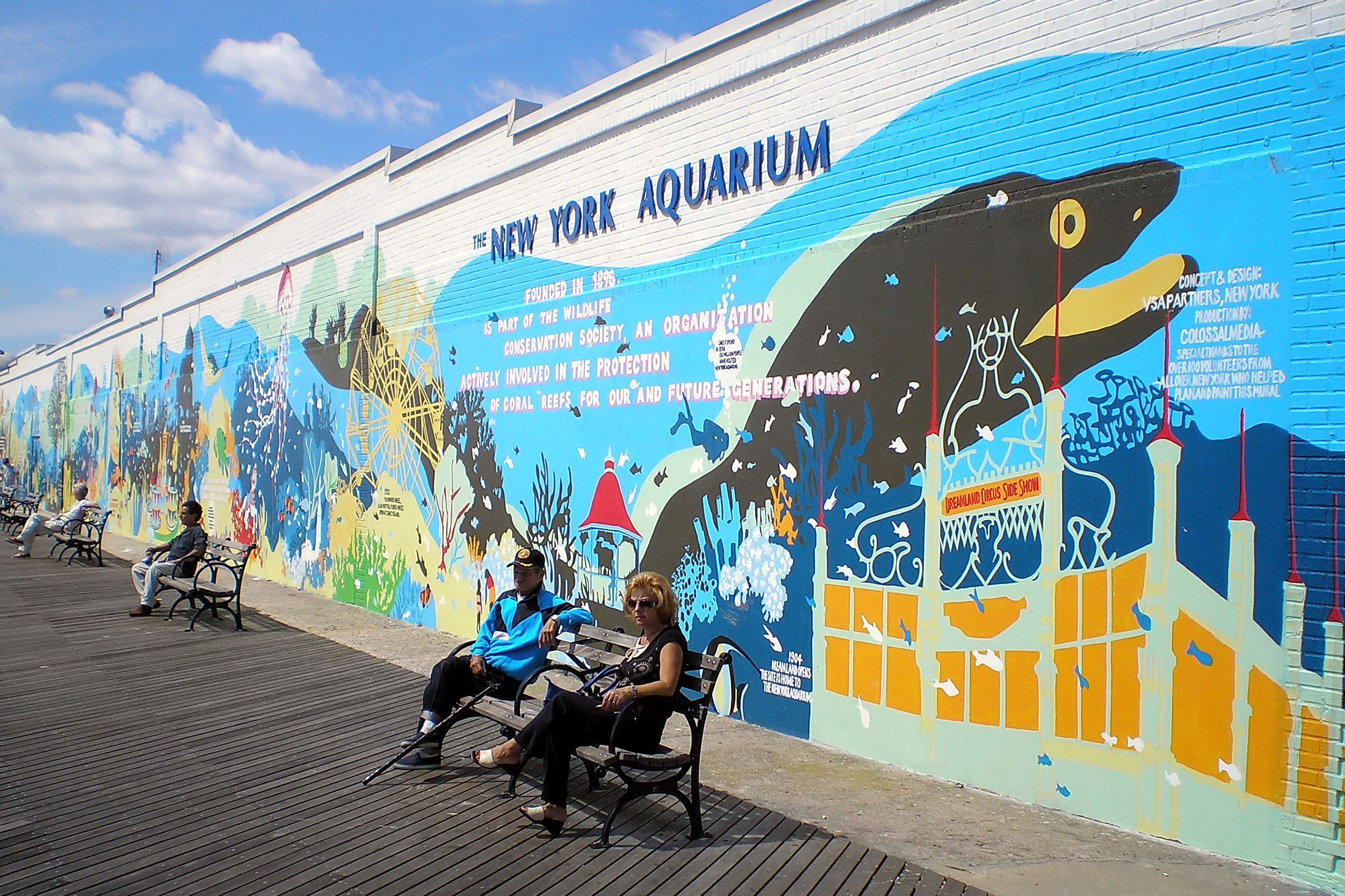 Fresque sur le mur du New York Aquarium