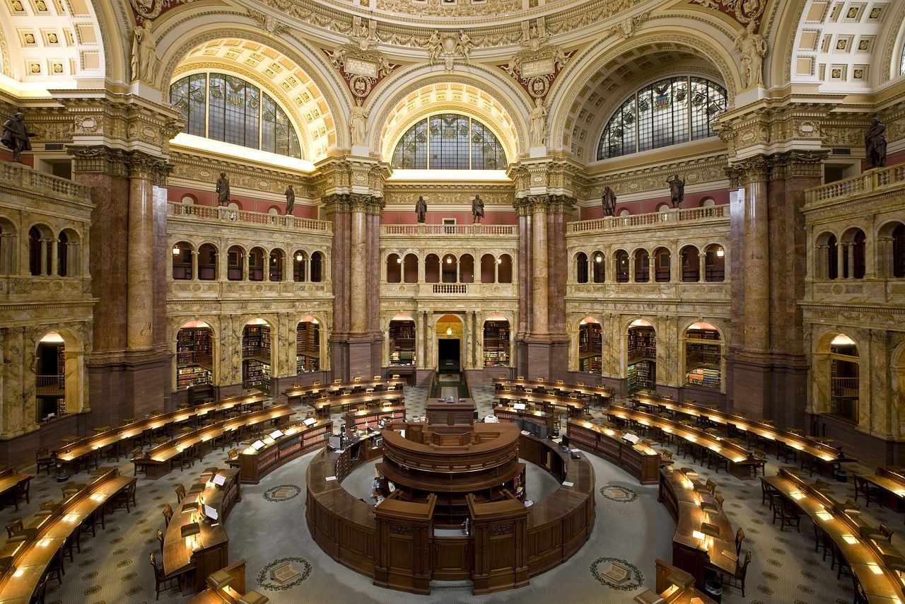 Intérieur de la Bibliothèque du Congrès à Washington