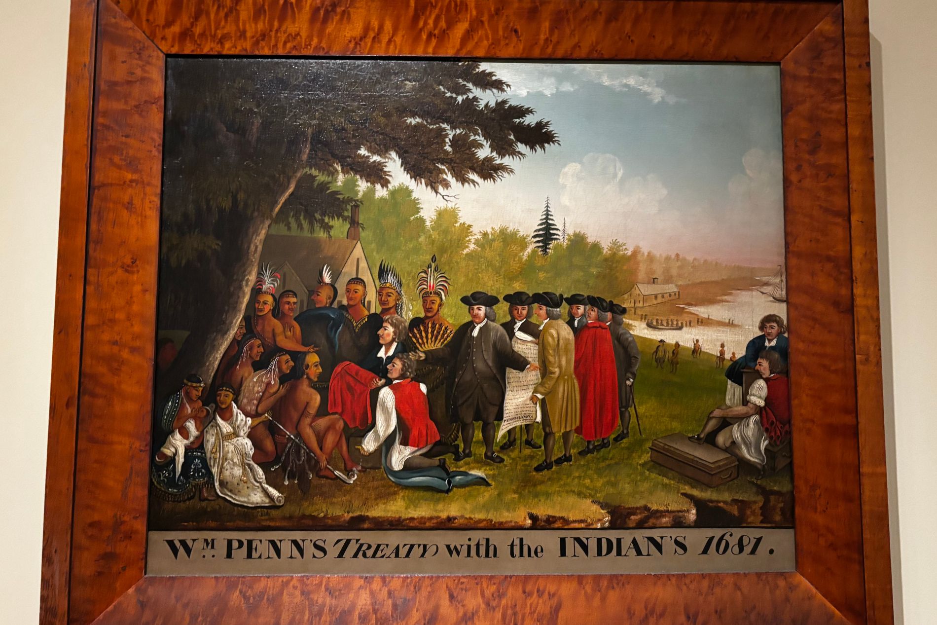Tableau montrant le traité signé entre William Penn et les Amérindiens