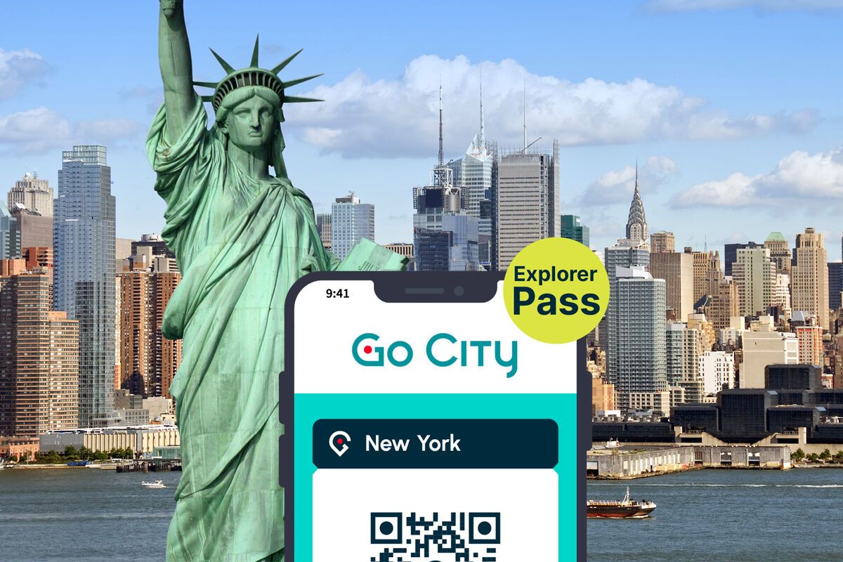Vue de New York avec le logo du New York Explorer Pass