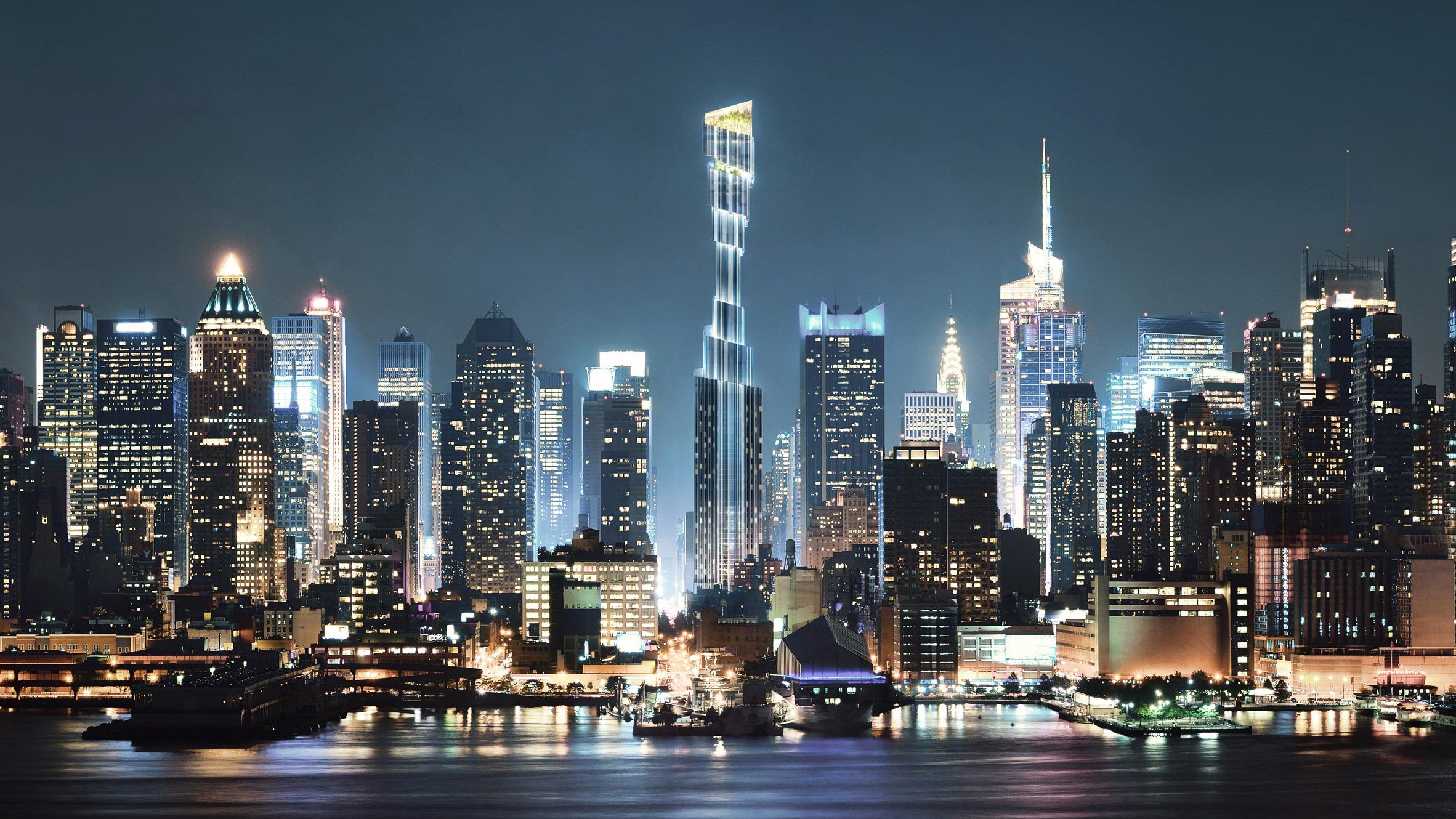Vue d'artiste de la skyline de Manhattan avec le building The Torch.