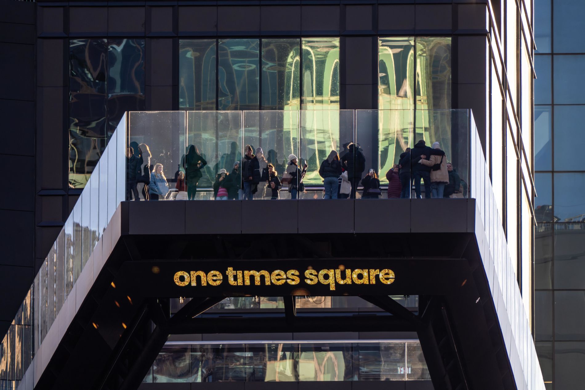 Gros plan sur la plateforme d'observation du One Times Square à New York