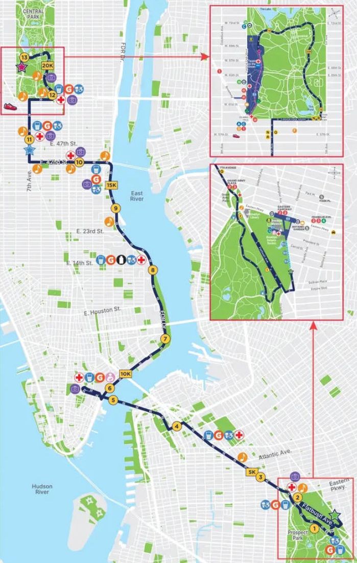Carte du parcours du semi-marathon de New York