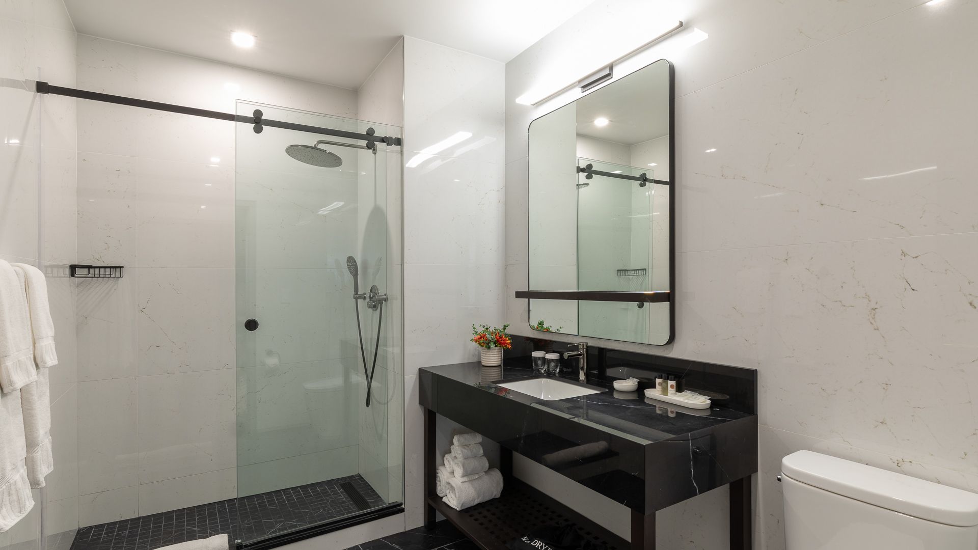 Salle de bain dans une chambre de l'hôtel Broadway Plaza à New York