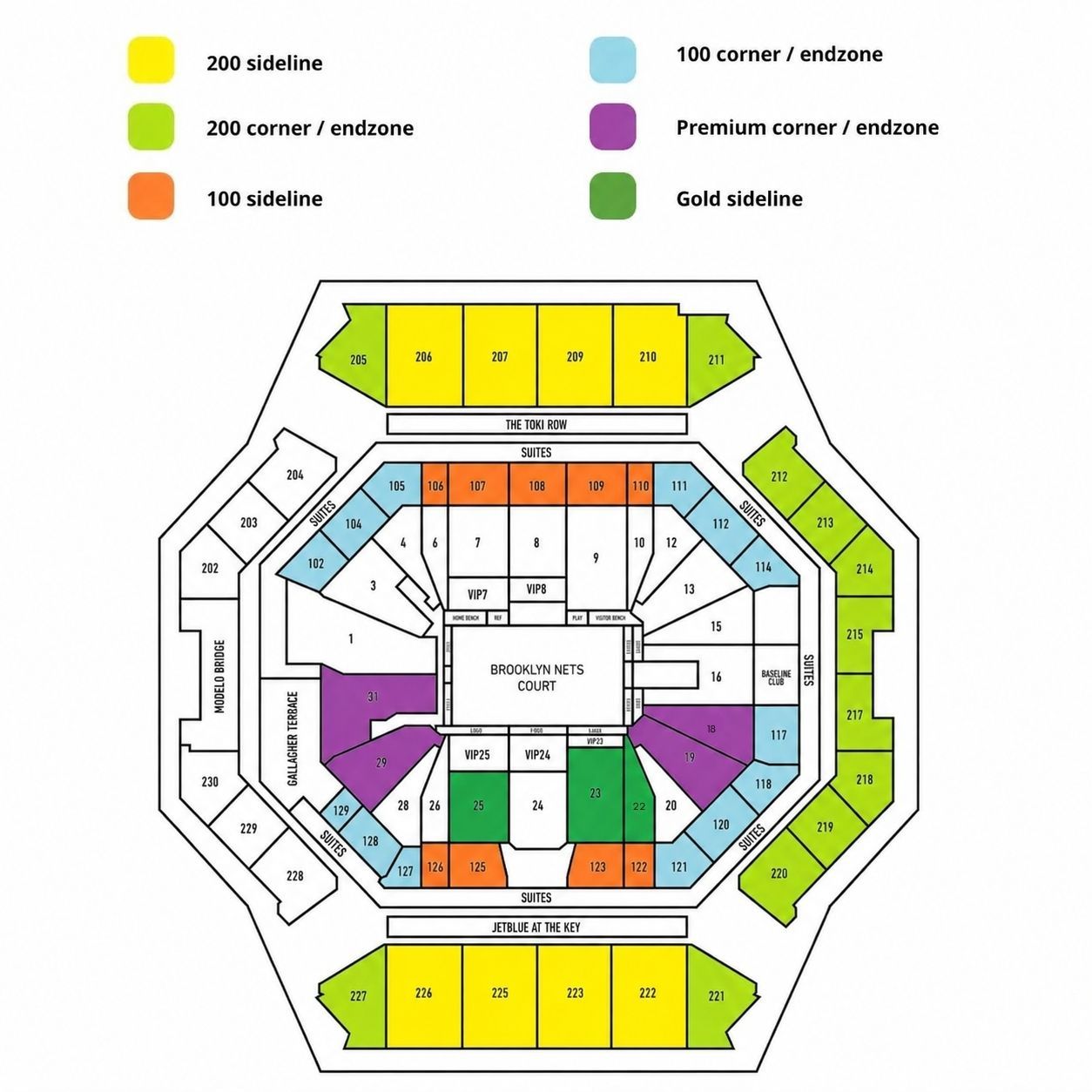 Plan de la salle du Barclays Center à New York