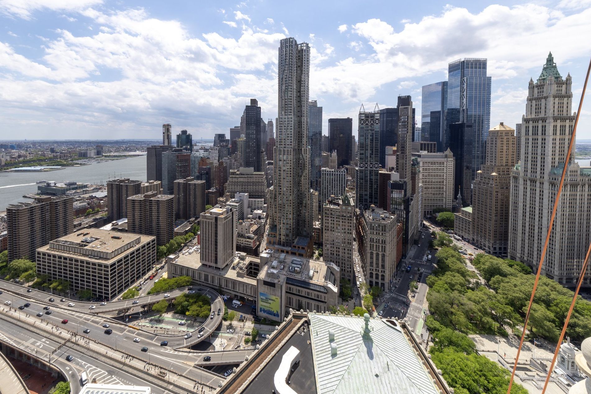 Vue sur le Financial District et le Sud de Manhattan depuis l'observatoire Centre 360 à New York