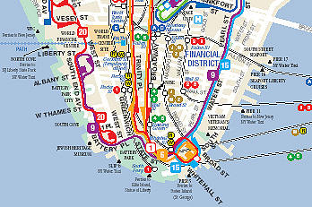 Plan et carte du train urbain de New York : stations et lignes