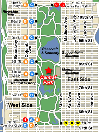 Plan d'accès à Central Park