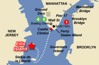 Plan d'accès à Ellis Island